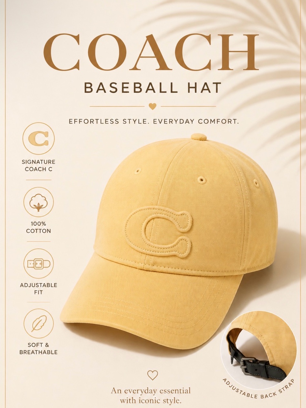 ✨ NIB Coach Women’s Baseball Cap- Vanilla - Picture 4 of 15